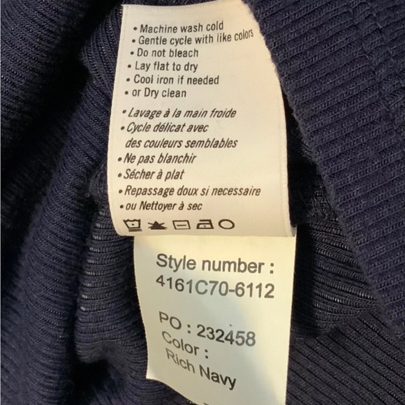 PAIGE Women Kenzie Top Bell Sleeve Turtleneck Size XS Navy Blue Modal - Picture 6 of 6